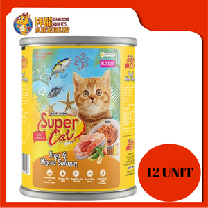 SUPER CAT BABY KITTEN TUNA & MINCED SALMON 12 X 400G