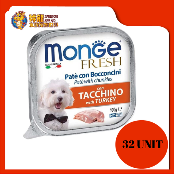 MONGE TRAY FRESH TURKEY 100G X 32UNIT