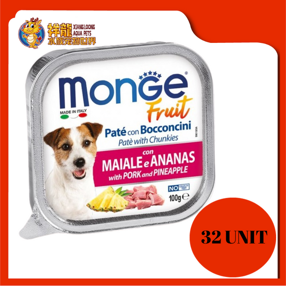 MONGE TRAY FRUIT PORK & PINEAPPLE 100G X 32UNIT