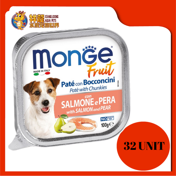 MONGE TRAY FRUIT SALMON & PEAR 100G X 32UNIT