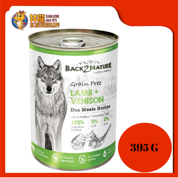 BACK2NATURE GRAIN FREE DOG CAN FOOD LAMB + VENISON 395G