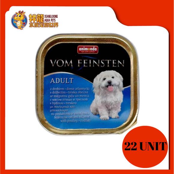 ANIMONDA VOM FEINSTEN CHICKEN + POULTRY + CODFISH DOG FOOD 150G X 22UNIT