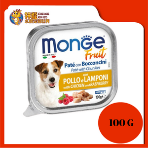 MONGE TRAY FRUIT CHICKEN & RASBERRY 100G