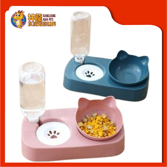 2 IN 1 WATER FOOD FEEDER 28X15CM (CAT FACE)