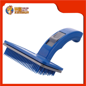 PET BRUSH WITH COMB(BLUE PLASTIC)-S