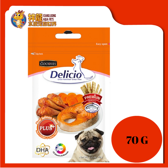 DELICIO REAL SALMON+CHICKEN+CARROT FLAKE 70G