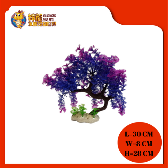 PLASTIC PLANT BIG TREE WITH PURPLE LEAF 28CM