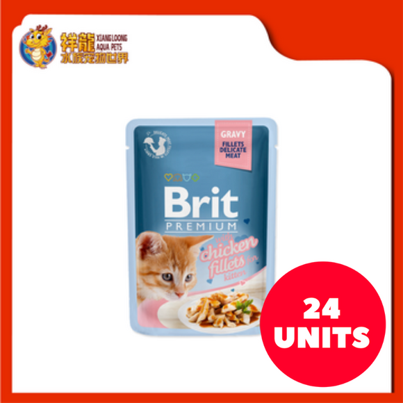 BRIT PREMIUM POUCH GRAVY KITTEN CHICKEN FILLETS 85G (24XRM1.83)