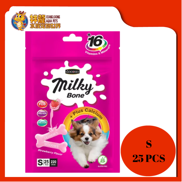 GOODIES CALCIUM MILKY BONE-STRAWBERRY S 25PCS