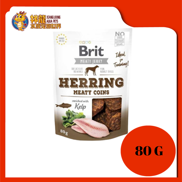 BRIT MEATY JERKY HERRING MEATY COINS 80G